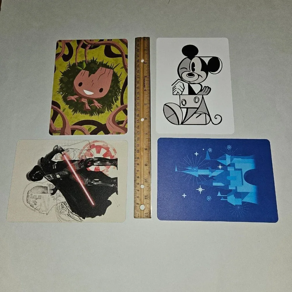4 Disney Rewards Postcards Special Edition Artwork Marvel Star Wars Mickey Mouse